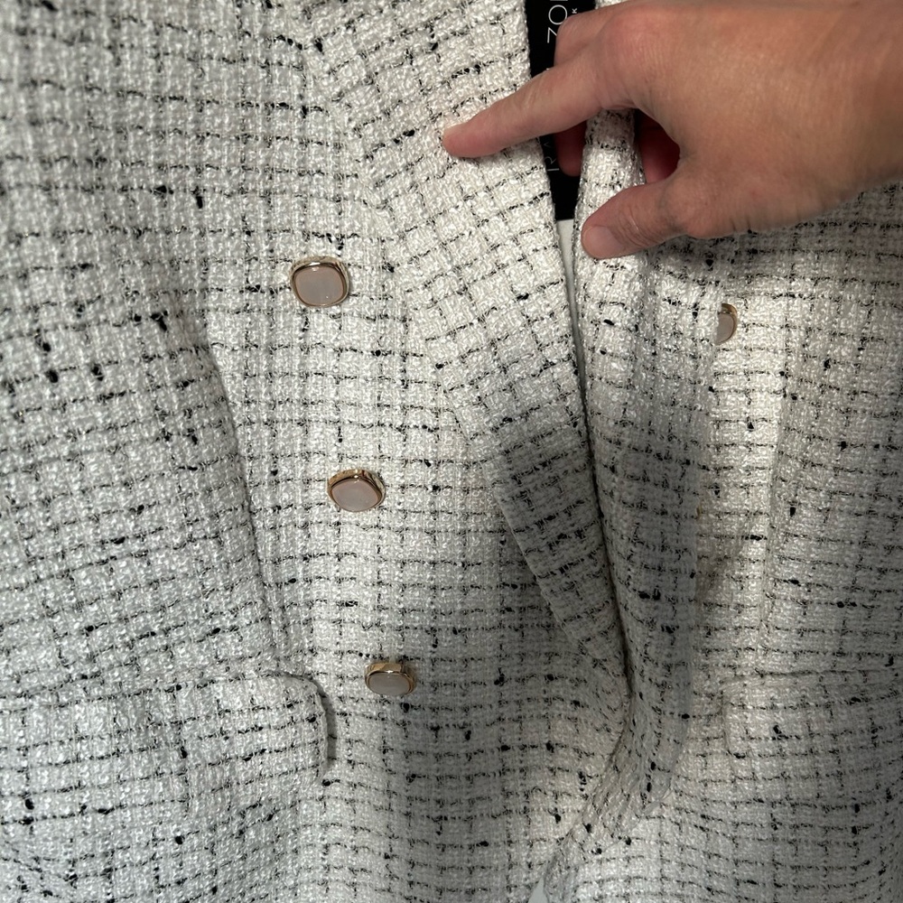 Rachel Zoe Black & White Tweed Cropped Jacket Size Large NWT - Picture 12 of 13